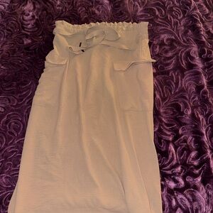 NYC Cream Midi Skirt with Ruffle Waist